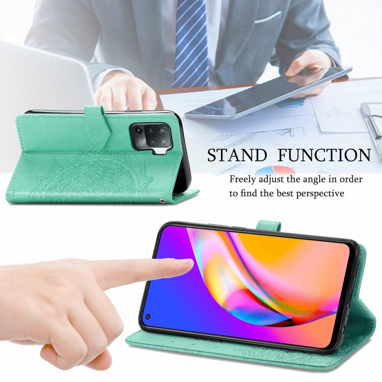 For OPPO A94 4G / F19 Pro Mandala Embossing Pattern Horizontal Flip Leather Case with Holder & Card Slots & Wallet & Lanyard