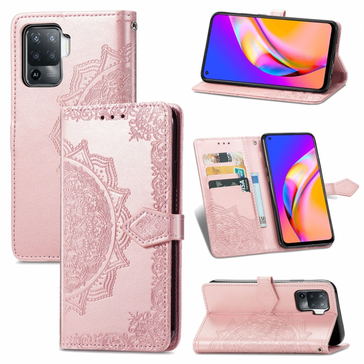 For OPPO A94 4G / F19 Pro Mandala Embossing Pattern Horizontal Flip Leather Case with Holder & Card Slots & Wallet & Lanyard