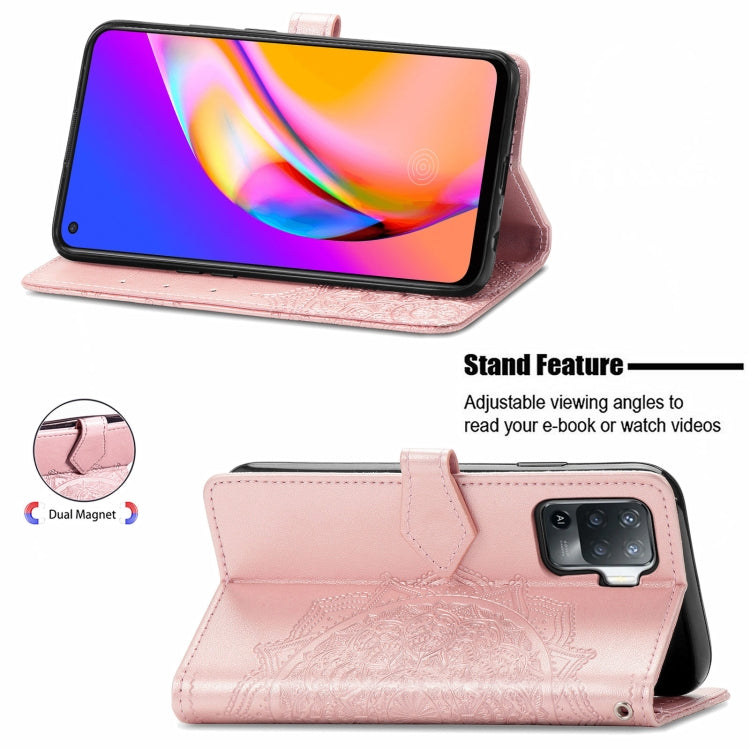 For OPPO A94 4G / F19 Pro Mandala Embossing Pattern Horizontal Flip Leather Case with Holder & Card Slots & Wallet & Lanyard