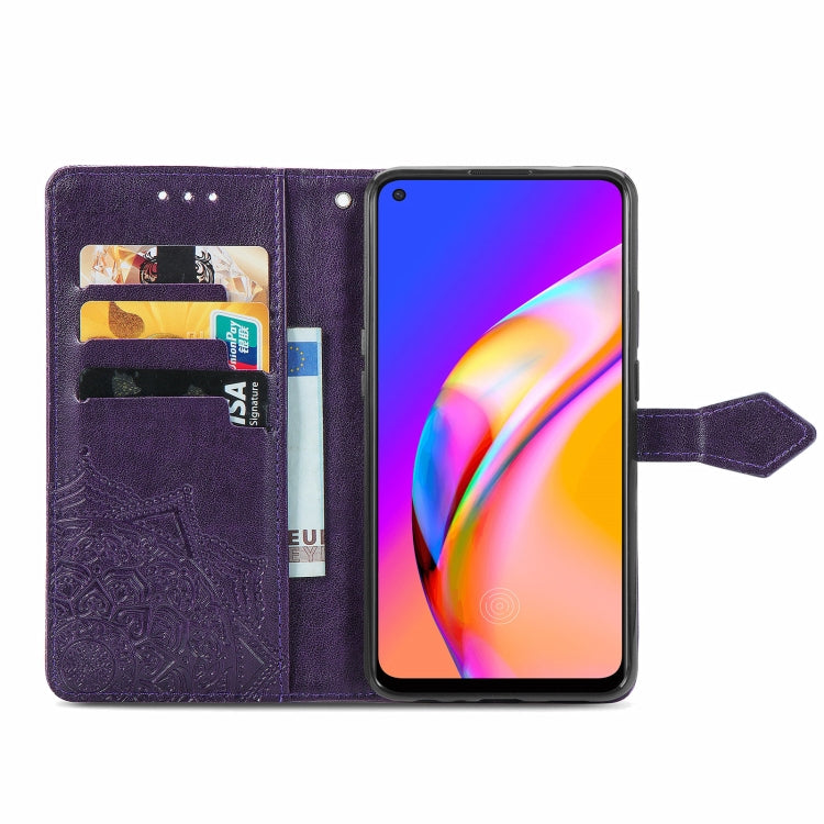 For OPPO A94 4G / F19 Pro Mandala Embossing Pattern Horizontal Flip Leather Case with Holder & Card Slots & Wallet & Lanyard