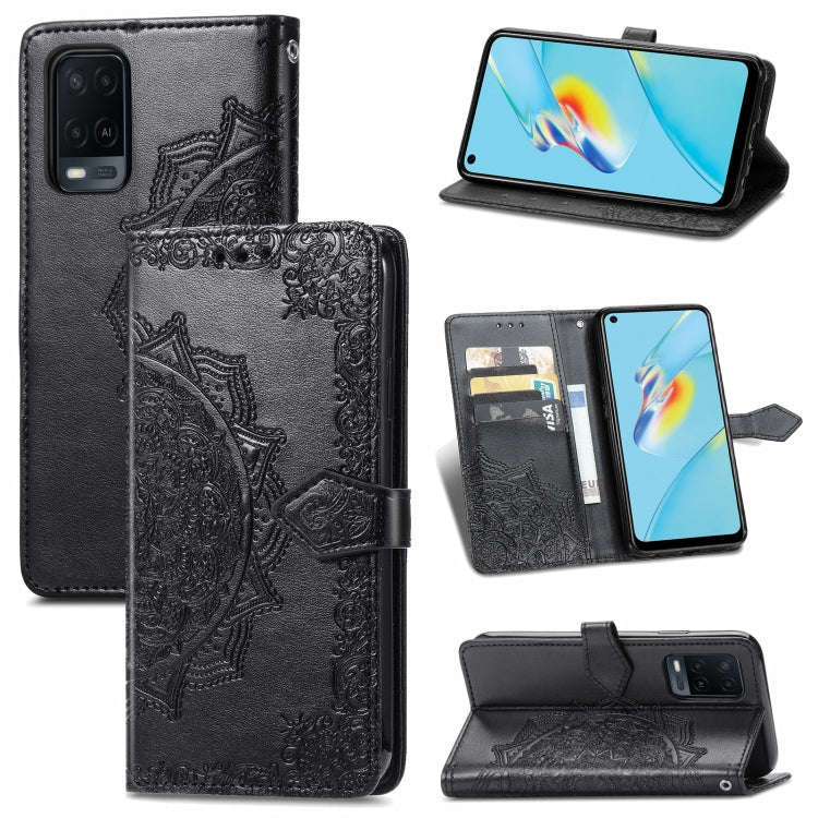 For OPPO A54 4G Mandala Embossing Pattern Horizontal Flip Leather Case with Holder & Card Slots & Wallet & Lanyard