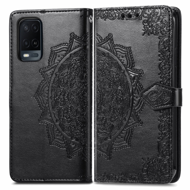 For OPPO A54 4G Mandala Embossing Pattern Horizontal Flip Leather Case with Holder & Card Slots & Wallet & Lanyard