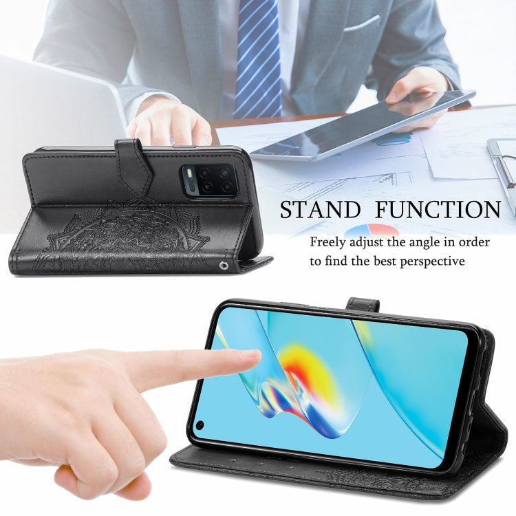 For OPPO A54 4G Mandala Embossing Pattern Horizontal Flip Leather Case with Holder & Card Slots & Wallet & Lanyard