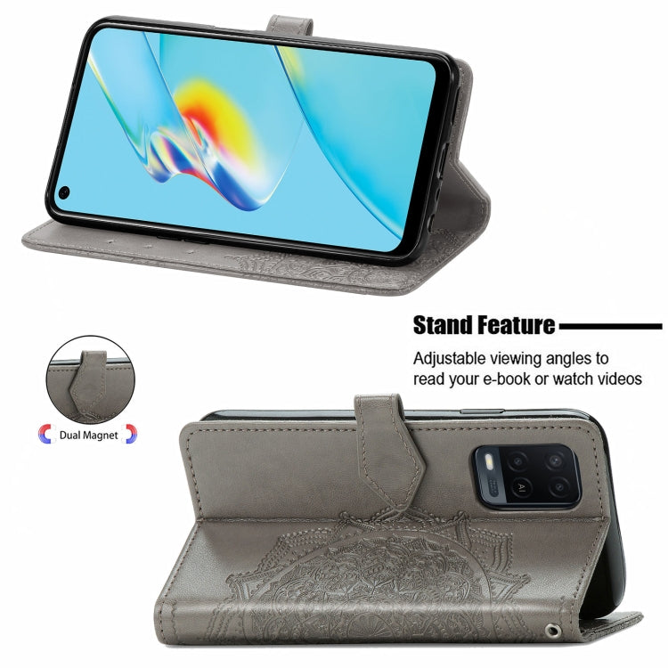 For OPPO A54 4G Mandala Embossing Pattern Horizontal Flip Leather Case with Holder & Card Slots & Wallet & Lanyard