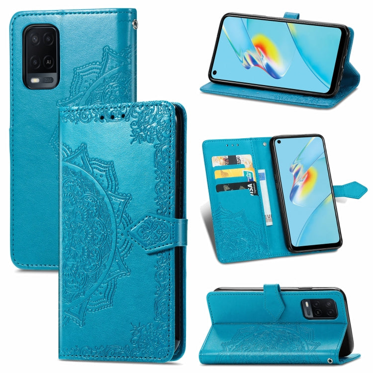 For OPPO A54 4G Mandala Embossing Pattern Horizontal Flip Leather Case with Holder & Card Slots & Wallet & Lanyard