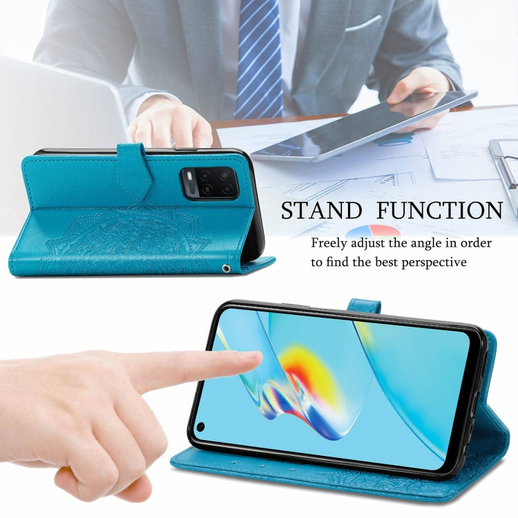 For OPPO A54 4G Mandala Embossing Pattern Horizontal Flip Leather Case with Holder & Card Slots & Wallet & Lanyard