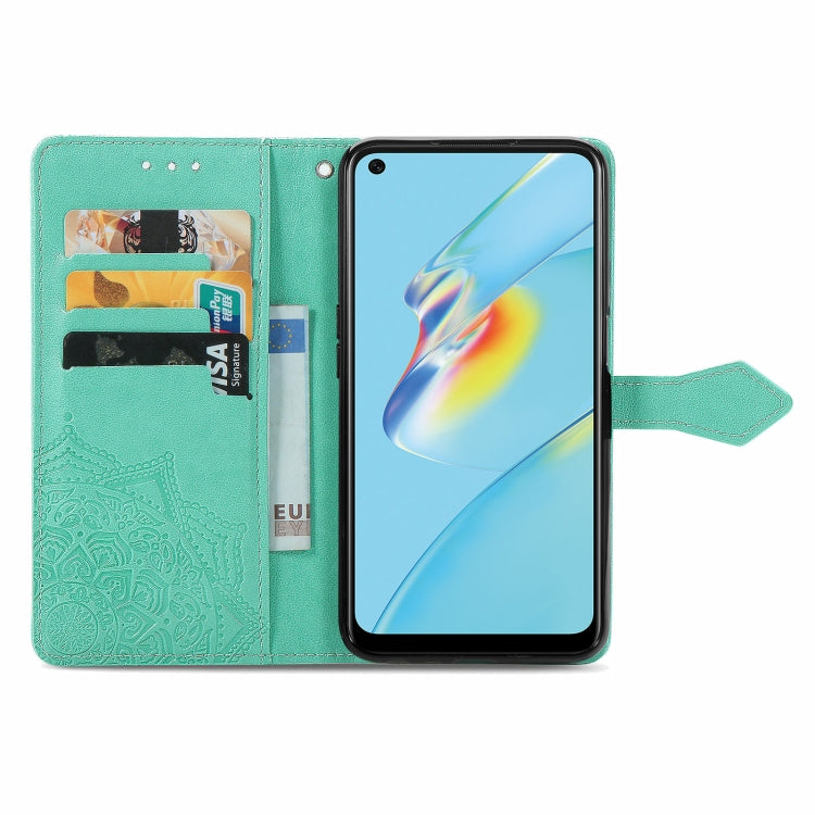 For OPPO A54 4G Mandala Embossing Pattern Horizontal Flip Leather Case with Holder & Card Slots & Wallet & Lanyard