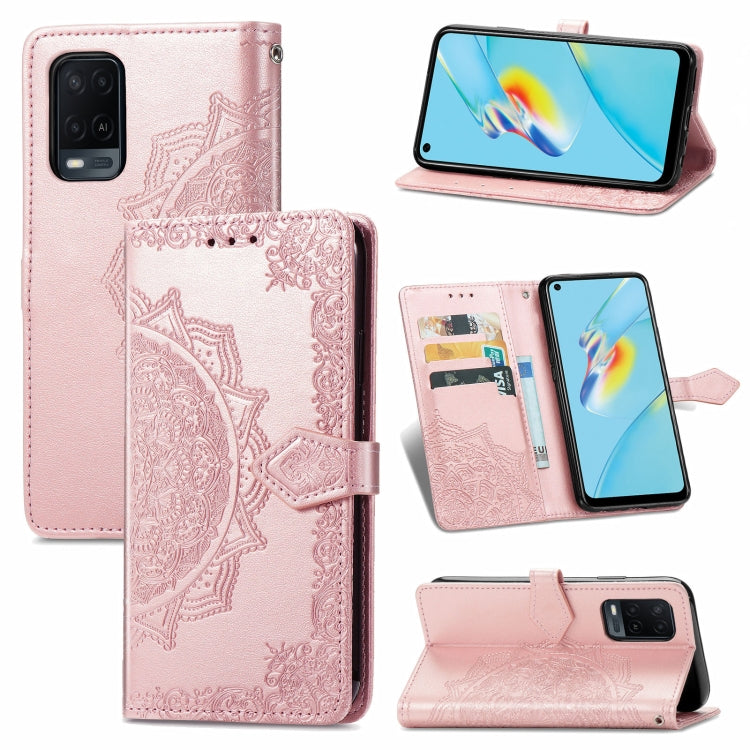 For OPPO A54 4G Mandala Embossing Pattern Horizontal Flip Leather Case with Holder & Card Slots & Wallet & Lanyard