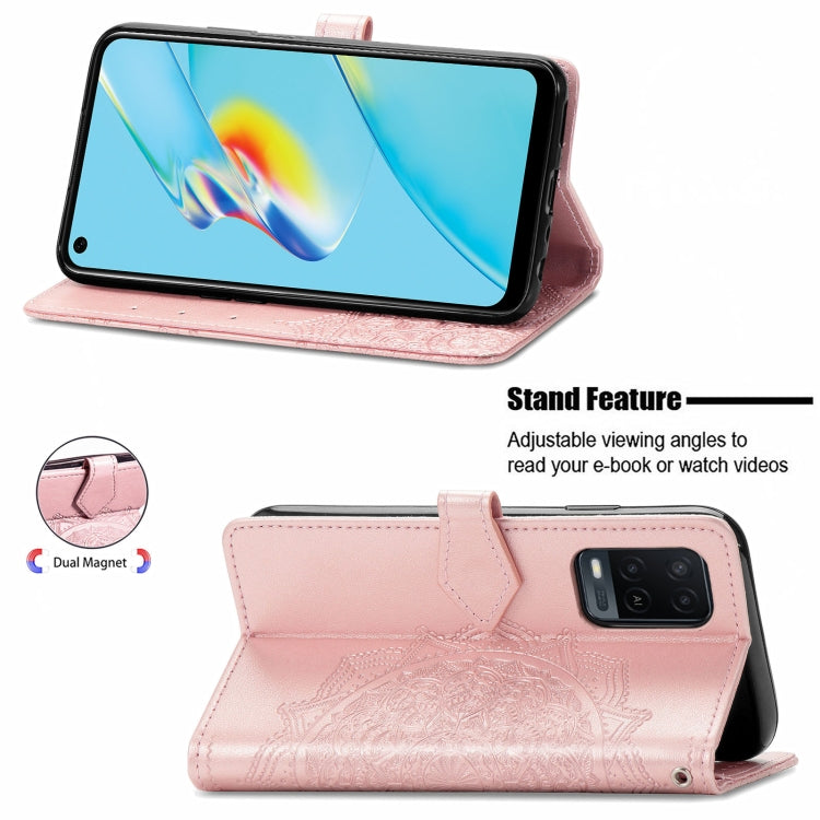 For OPPO A54 4G Mandala Embossing Pattern Horizontal Flip Leather Case with Holder & Card Slots & Wallet & Lanyard