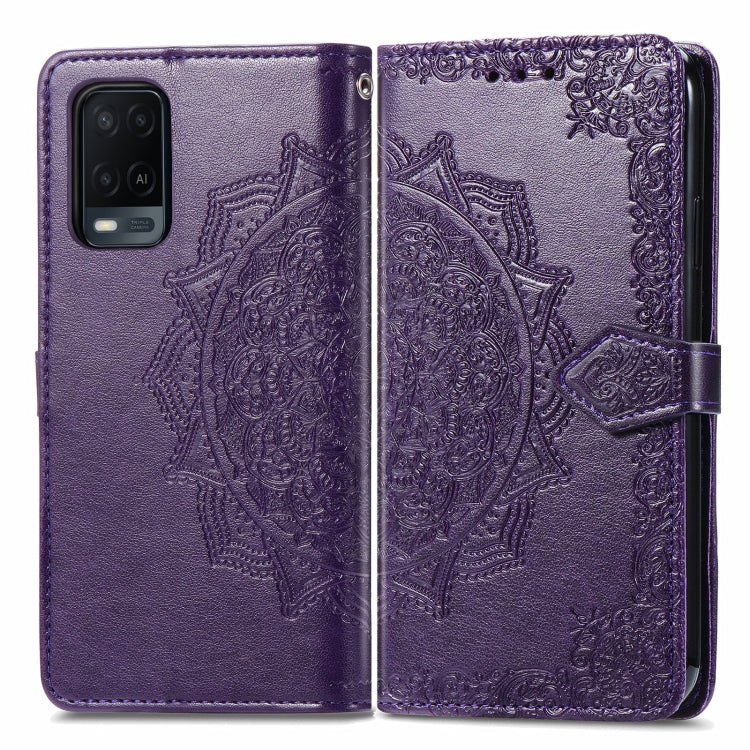 For OPPO A54 4G Mandala Embossing Pattern Horizontal Flip Leather Case with Holder & Card Slots & Wallet & Lanyard