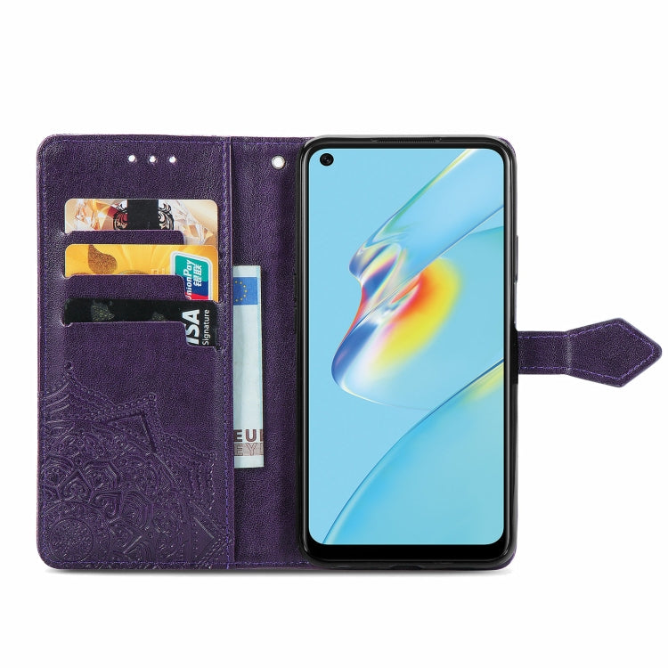 For OPPO A54 4G Mandala Embossing Pattern Horizontal Flip Leather Case with Holder & Card Slots & Wallet & Lanyard