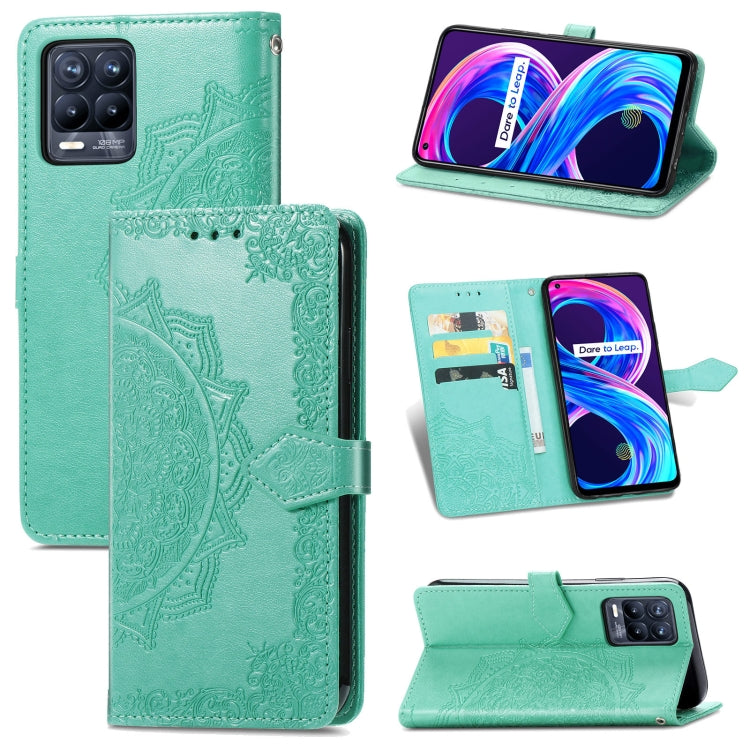 For OPPO Realme 8 / 8 Pro 4G Mandala Embossing Pattern Horizontal Flip Leather Case with Holder & Card Slots & Wallet & Lanyard