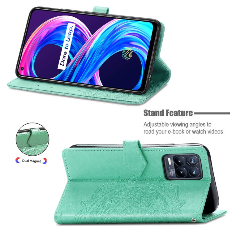 For OPPO Realme 8 / 8 Pro 4G Mandala Embossing Pattern Horizontal Flip Leather Case with Holder & Card Slots & Wallet & Lanyard