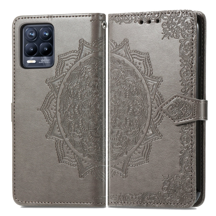 For OPPO Realme 8 5G / Realme V13 5G Mandala Embossing Pattern Horizontal Flip Leather Case with Holder & Card Slots & Wallet & Lanyard