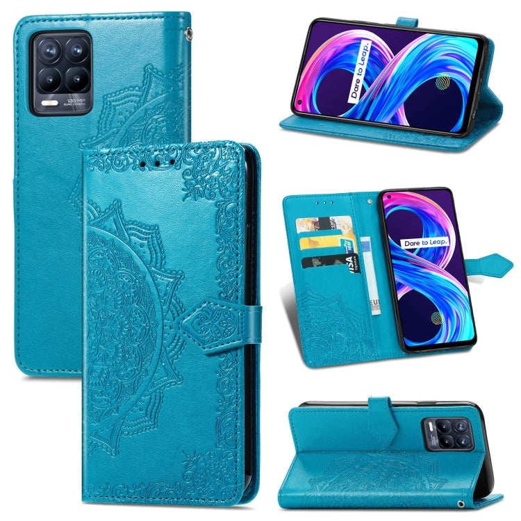 For OPPO Realme 8 5G / Realme V13 5G Mandala Embossing Pattern Horizontal Flip Leather Case with Holder & Card Slots & Wallet & Lanyard