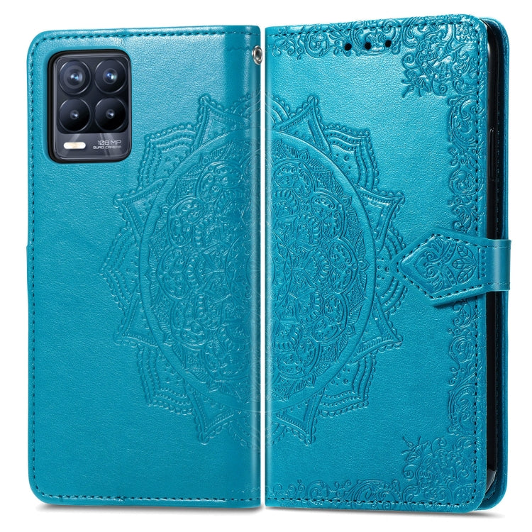 For OPPO Realme 8 5G / Realme V13 5G Mandala Embossing Pattern Horizontal Flip Leather Case with Holder & Card Slots & Wallet & Lanyard