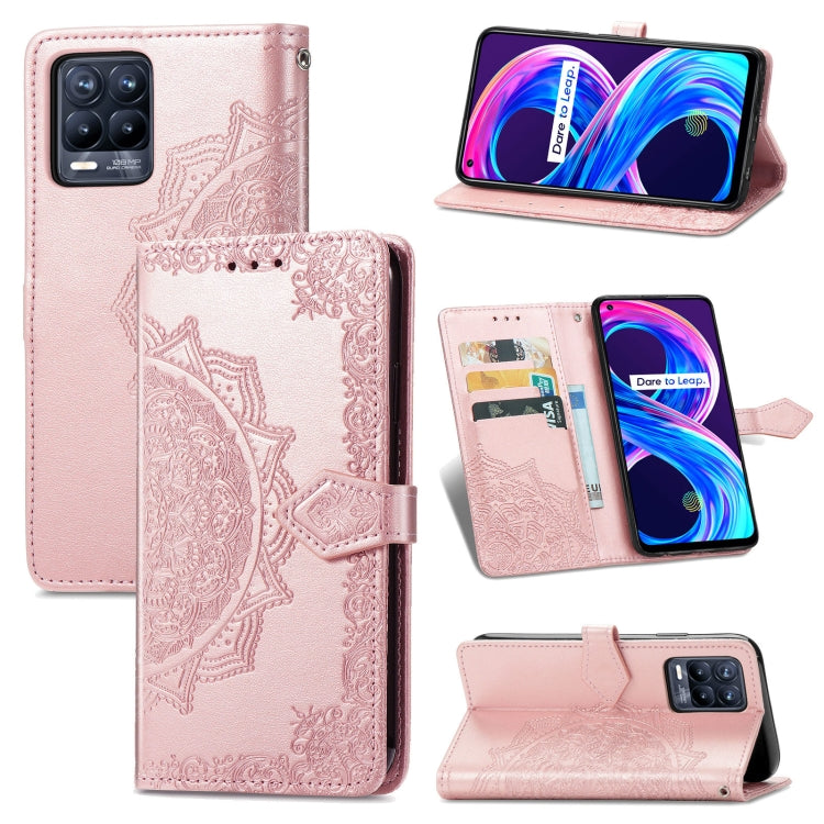 For OPPO Realme 8 5G / Realme V13 5G Mandala Embossing Pattern Horizontal Flip Leather Case with Holder & Card Slots & Wallet & Lanyard