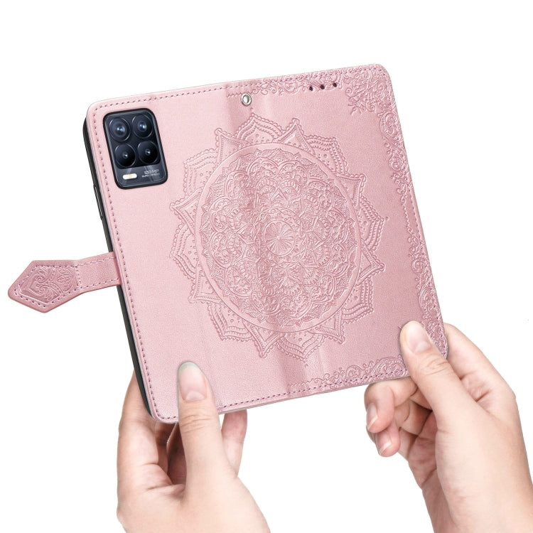 For OPPO Realme 8 5G / Realme V13 5G Mandala Embossing Pattern Horizontal Flip Leather Case with Holder & Card Slots & Wallet & Lanyard