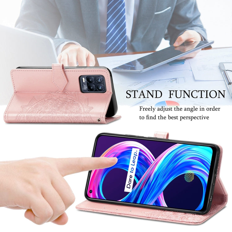 For OPPO Realme 8 5G / Realme V13 5G Mandala Embossing Pattern Horizontal Flip Leather Case with Holder & Card Slots & Wallet & Lanyard