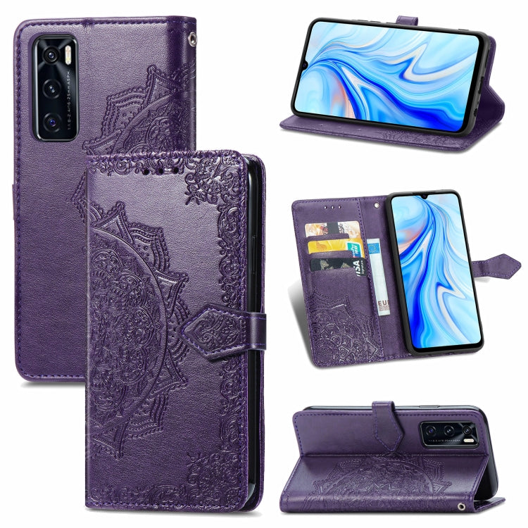 For vivo V20 SE Mandala Embossing Pattern Horizontal Flip Leather Case with Holder & Card Slots & Wallet & Lanyard