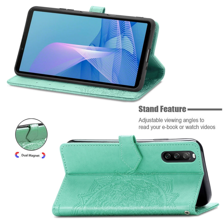 For Sony Xperia 1 III Mandala Embossing Pattern Horizontal Flip Leather Case with Holder & Card Slots & Wallet & Lanyard