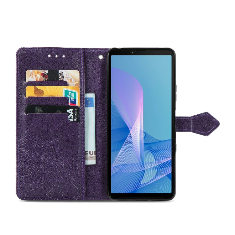For Sony Xperia 1 III Mandala Embossing Pattern Horizontal Flip Leather Case with Holder & Card Slots & Wallet & Lanyard