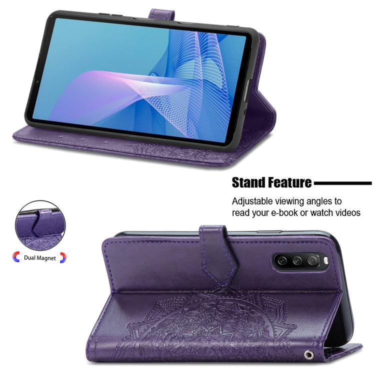 For Sony Xperia 1 III Mandala Embossing Pattern Horizontal Flip Leather Case with Holder & Card Slots & Wallet & Lanyard
