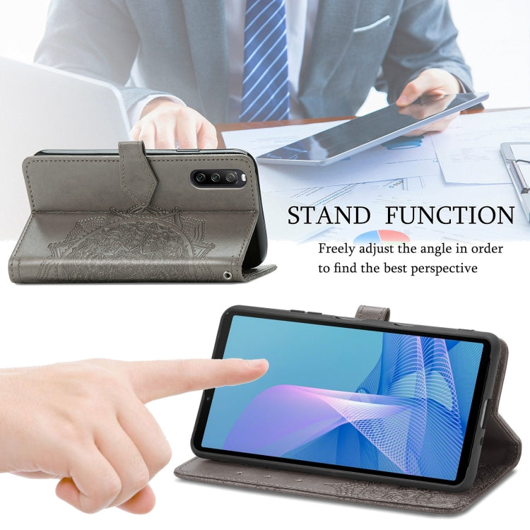 For Sony Xperia 10 III Mandala Embossing Pattern Horizontal Flip Leather Case with Holder & Card Slots & Wallet & Lanyard