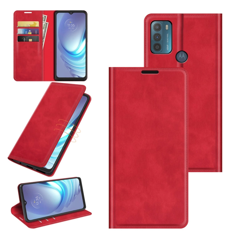 For Motorola Moto G50 Retro-skin Business Magnetic Suction Leather Case with Holder & Card Slots & Wallet