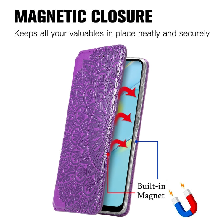 For OPPO A54 4G Blooming Mandala Embossed Pattern Magnetic Horizontal Flip Leather Case with Holder & Card Slots & Wallet
