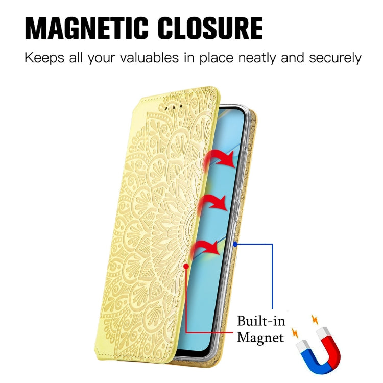 For OPPO A54 4G Blooming Mandala Embossed Pattern Magnetic Horizontal Flip Leather Case with Holder & Card Slots & Wallet