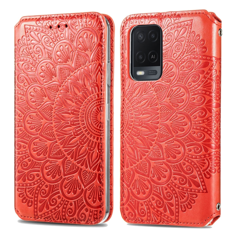 For OPPO A54 4G Blooming Mandala Embossed Pattern Magnetic Horizontal Flip Leather Case with Holder & Card Slots & Wallet