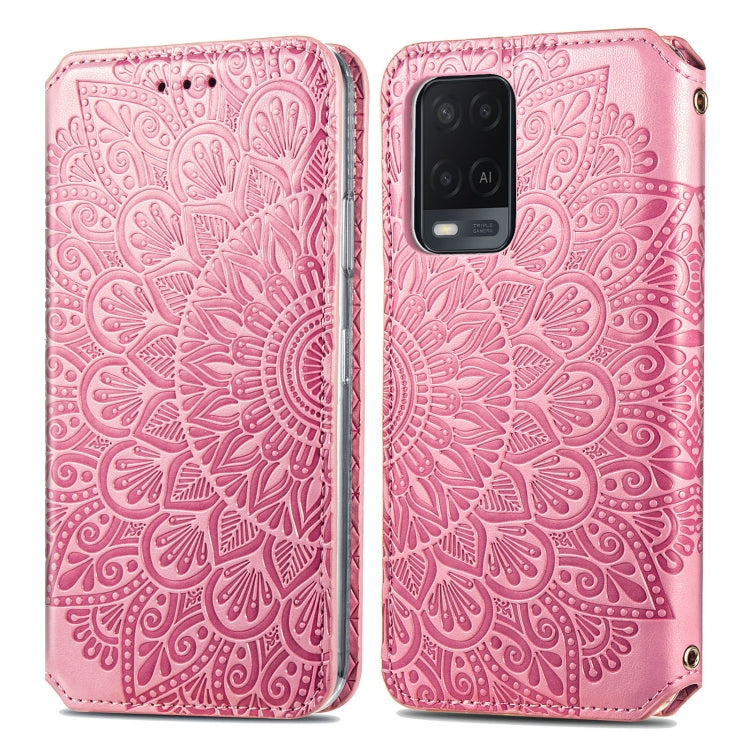 For OPPO A54 4G Blooming Mandala Embossed Pattern Magnetic Horizontal Flip Leather Case with Holder & Card Slots & Wallet