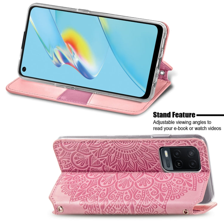 For OPPO A54 4G Blooming Mandala Embossed Pattern Magnetic Horizontal Flip Leather Case with Holder & Card Slots & Wallet