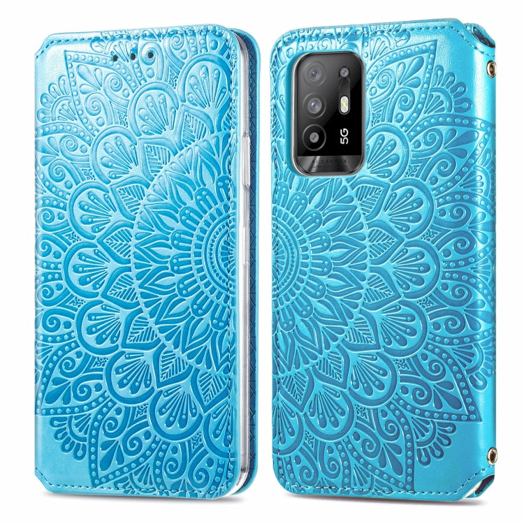 For OPPO A94 5G / Reno5 Z Blooming Mandala Embossed Pattern Magnetic Horizontal Flip Leather Case with Holder & Card Slots & Wallet