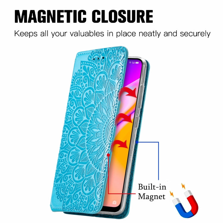 For OPPO A94 5G / Reno5 Z Blooming Mandala Embossed Pattern Magnetic Horizontal Flip Leather Case with Holder & Card Slots & Wallet