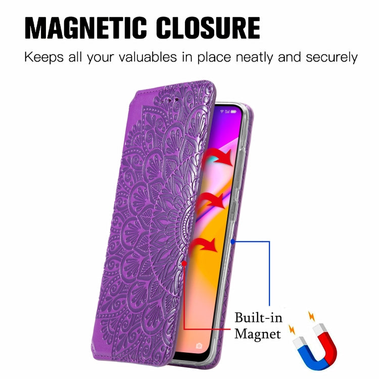 For OPPO A94 5G / Reno5 Z Blooming Mandala Embossed Pattern Magnetic Horizontal Flip Leather Case with Holder & Card Slots & Wallet