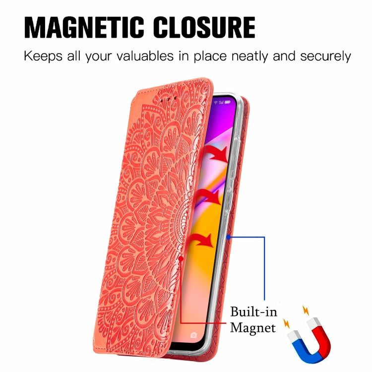 For OPPO A94 5G / Reno5 Z Blooming Mandala Embossed Pattern Magnetic Horizontal Flip Leather Case with Holder & Card Slots & Wallet