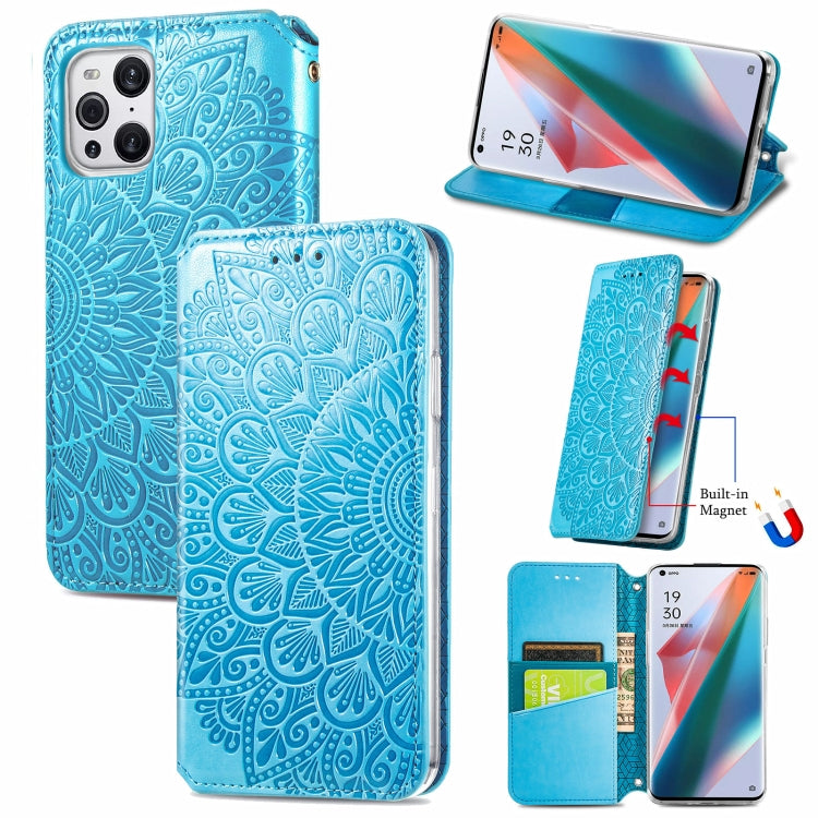 For OPPO Find X3 Pro / Find X3 Blooming Mandala Embossed Pattern Magnetic Horizontal Flip Leather Case with Holder & Card Slots & Wallet