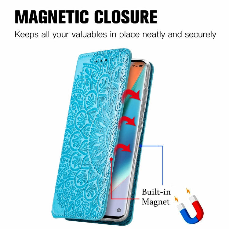 For OPPO Find X3 Pro / Find X3 Blooming Mandala Embossed Pattern Magnetic Horizontal Flip Leather Case with Holder & Card Slots & Wallet