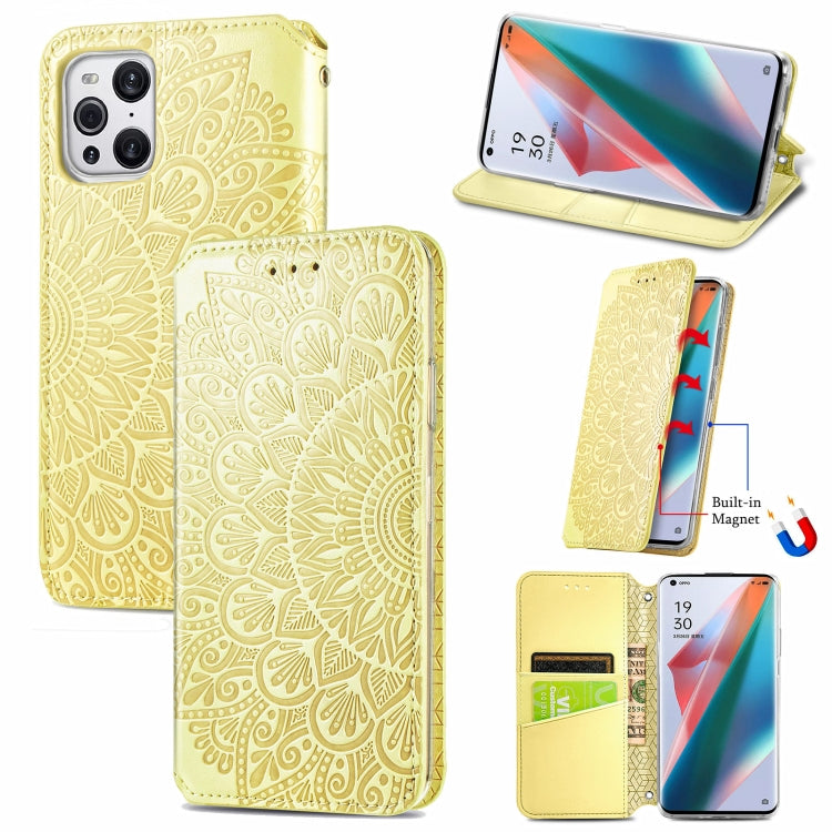 For OPPO Find X3 Pro / Find X3 Blooming Mandala Embossed Pattern Magnetic Horizontal Flip Leather Case with Holder & Card Slots & Wallet