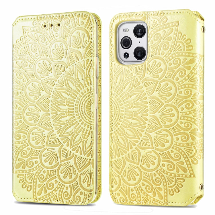 For OPPO Find X3 Pro / Find X3 Blooming Mandala Embossed Pattern Magnetic Horizontal Flip Leather Case with Holder & Card Slots & Wallet