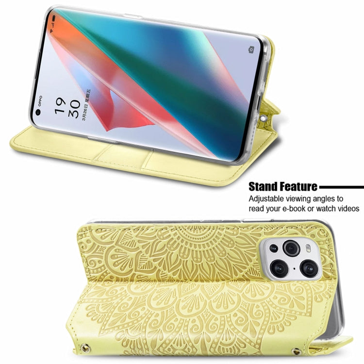For OPPO Find X3 Pro / Find X3 Blooming Mandala Embossed Pattern Magnetic Horizontal Flip Leather Case with Holder & Card Slots & Wallet