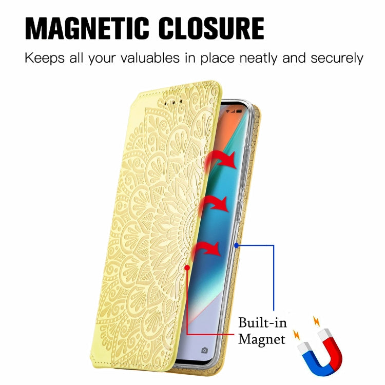 For OPPO Find X3 Pro / Find X3 Blooming Mandala Embossed Pattern Magnetic Horizontal Flip Leather Case with Holder & Card Slots & Wallet