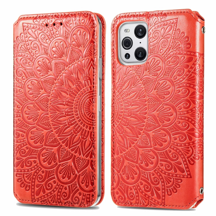 For OPPO Find X3 Pro / Find X3 Blooming Mandala Embossed Pattern Magnetic Horizontal Flip Leather Case with Holder & Card Slots & Wallet