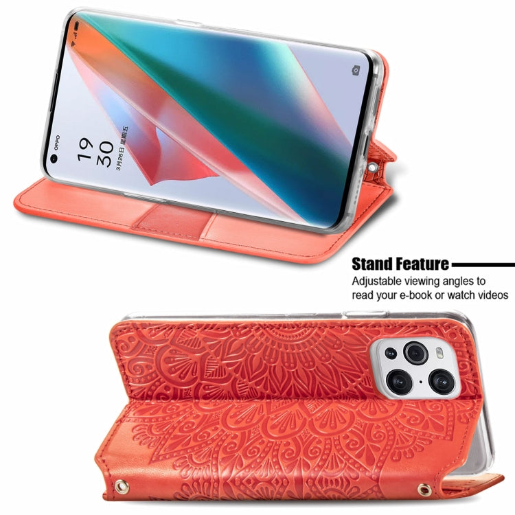 For OPPO Find X3 Pro / Find X3 Blooming Mandala Embossed Pattern Magnetic Horizontal Flip Leather Case with Holder & Card Slots & Wallet