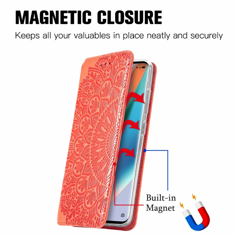 For OPPO Find X3 Pro / Find X3 Blooming Mandala Embossed Pattern Magnetic Horizontal Flip Leather Case with Holder & Card Slots & Wallet