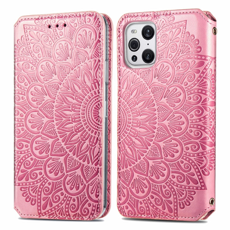 For OPPO Find X3 Pro / Find X3 Blooming Mandala Embossed Pattern Magnetic Horizontal Flip Leather Case with Holder & Card Slots & Wallet