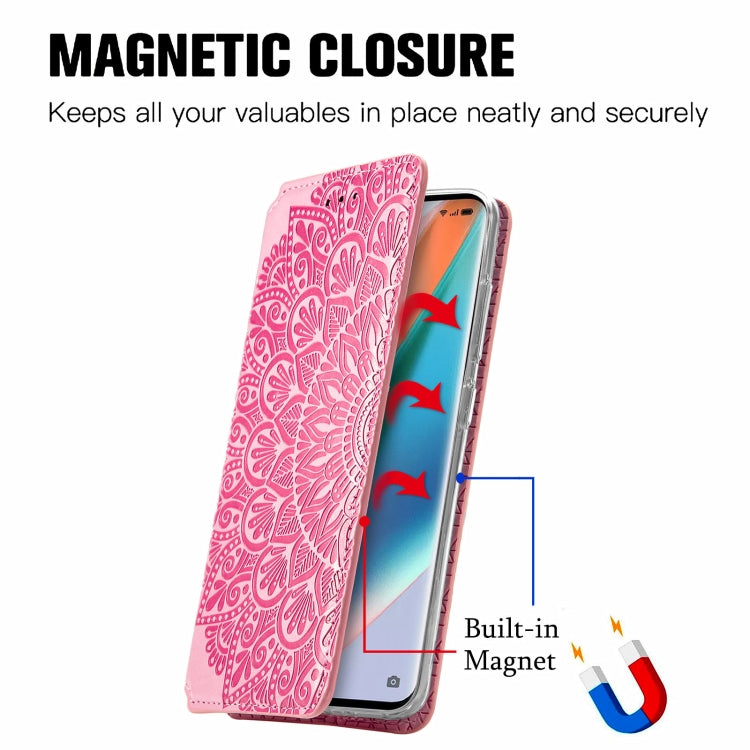 For OPPO Find X3 Pro / Find X3 Blooming Mandala Embossed Pattern Magnetic Horizontal Flip Leather Case with Holder & Card Slots & Wallet