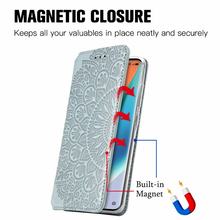 For OPPO Find X3 Pro / Find X3 Blooming Mandala Embossed Pattern Magnetic Horizontal Flip Leather Case with Holder & Card Slots & Wallet